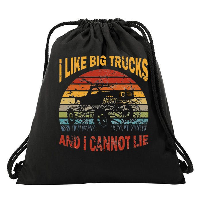 Vintage Monster Trucks I Like Big Trucks And I Cannot Lie Drawstring Bag