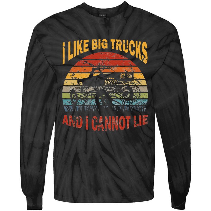 Vintage Monster Trucks I Like Big Trucks And I Cannot Lie Tie-Dye Long Sleeve Shirt