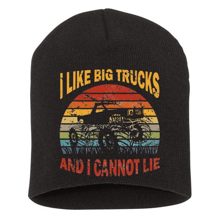 Vintage Monster Trucks I Like Big Trucks And I Cannot Lie Short Acrylic Beanie