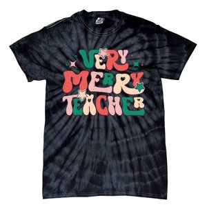 Very Merry Teacher Festive Graphic Tie-Dye T-Shirt