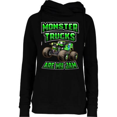 Vintage Monster Truck Are My Jam Truck Boy Birthday Womens Funnel Neck Pullover Hood