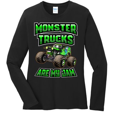 Vintage Monster Truck Are My Jam Truck Boy Birthday Ladies Long Sleeve Shirt