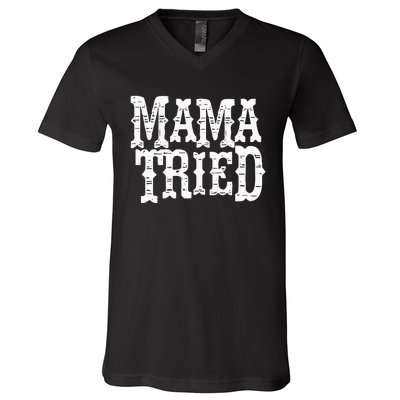 VINTAGE Mama Tried Country Outlaw Music V-Neck T-Shirt