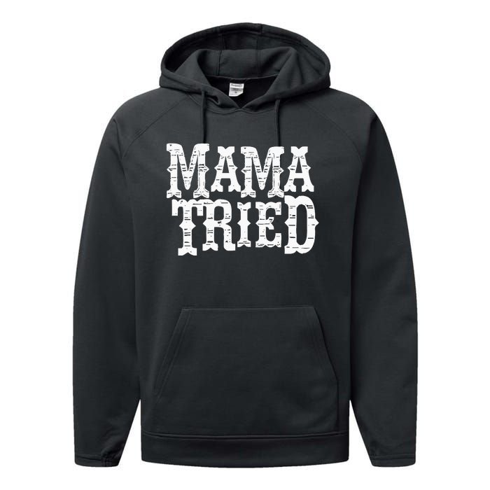 VINTAGE Mama Tried Country Outlaw Music Hoodie Performance Fleece Hoodie