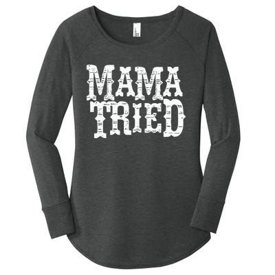 VINTAGE Mama Tried Country Outlaw Music Hoodie Women's Perfect Tri Tunic Long Sleeve Shirt