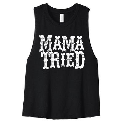 VINTAGE Mama Tried Country Outlaw Music Hoodie Women's Racerback Cropped Tank