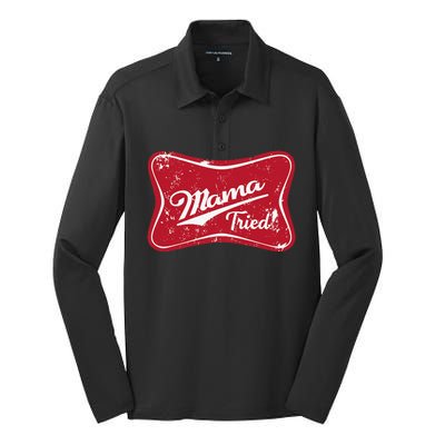 Vintage Mama Tried Retro Country Outlaw Music Western Silk Touch Performance Long Sleeve Polo