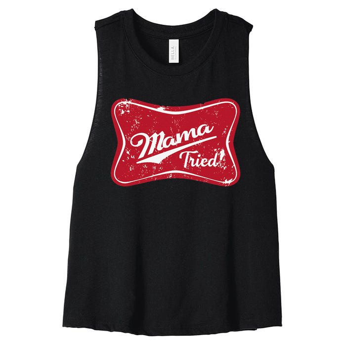 Vintage Mama Tried Retro Country Outlaw Music Western Women's Racerback Cropped Tank