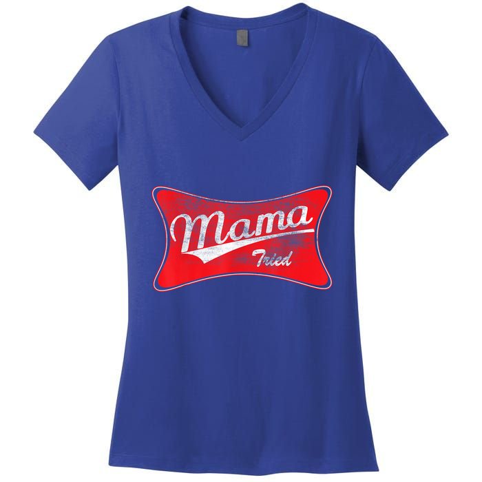 Vintage Mama Tried Gift Funny Retro Country Outlaw Music Gift Women's V-Neck T-Shirt