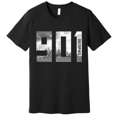 Vintage Memphis Tennessee 901 Area Code Skyline Premium T-Shirt