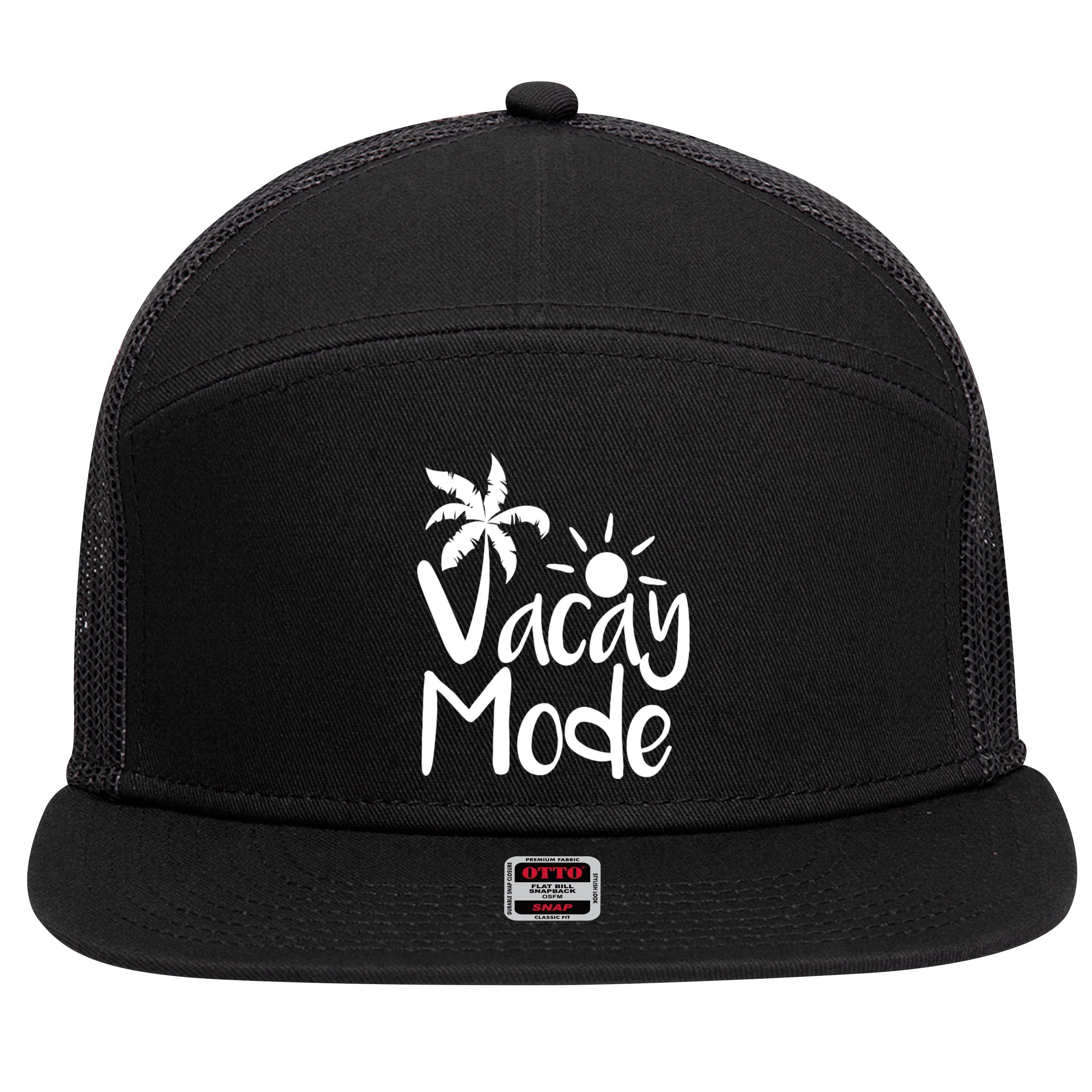 Vacay Mode Tropical Vacation 7 Panel Mesh Trucker Snapback Hat