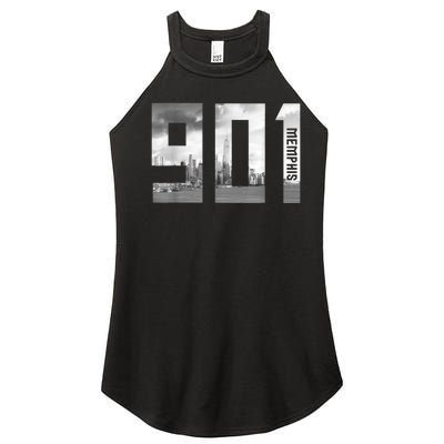 Vintage Memphis Tennessee 901 Area Code Skyline Women’s Perfect Tri Rocker Tank