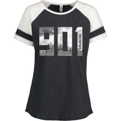 Vintage Memphis Tennessee 901 Area Code Skyline Enza Ladies Jersey Colorblock Tee