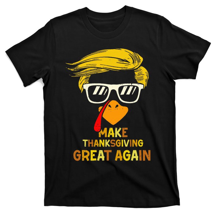 Vintage Make Thanksgiving Great Again Turkey Trump Face 2024 T-Shirt