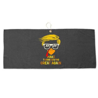 Vintage Make Thanksgiving Great Again Turkey Trump Face 2024 Large Microfiber Waffle Golf Towel