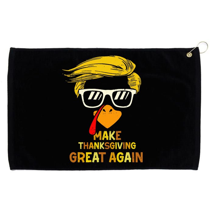 Vintage Make Thanksgiving Great Again Turkey Trump Face 2024 Grommeted Golf Towel