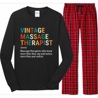 Vintage Massage Therapist Definition Noun Funny Massage Long Sleeve Pajama Set