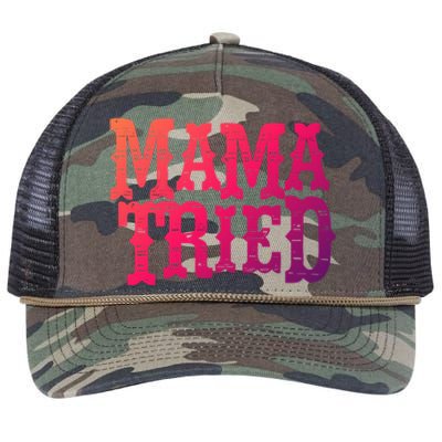 Vintage Mama Tried Country Outlaw Music Gift Retro Rope Trucker Hat Cap