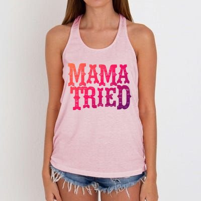 Vintage Mama Tried Country Outlaw Music Gift Women's Knotted Racerback Tank