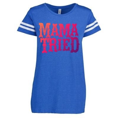 Vintage Mama Tried Country Outlaw Music Gift Enza Ladies Jersey Football T-Shirt