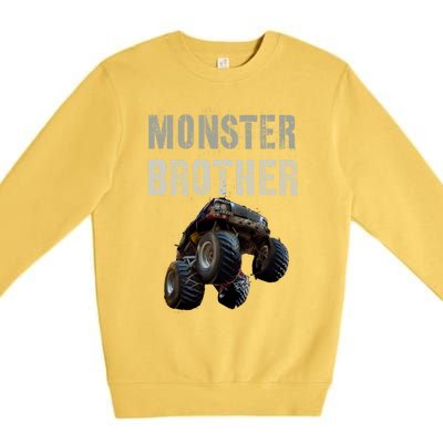 Vintage Monster Truck Brother Family Bro Bruh Mom Dad Team Cute Gift Premium Crewneck Sweatshirt