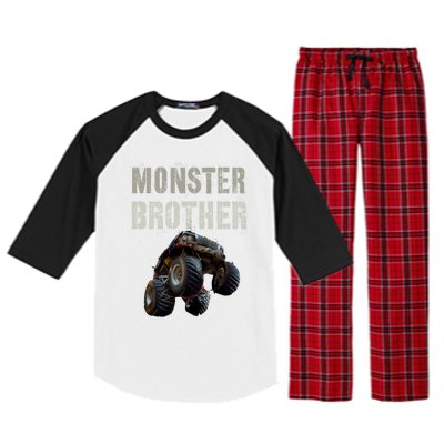 Vintage Monster Truck Brother Family Bro Bruh Mom Dad Team Cute Gift Raglan Sleeve Pajama Set