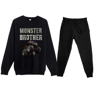 Vintage Monster Truck Brother Family Bro Bruh Mom Dad Team Cute Gift Premium Crewneck Sweatsuit Set