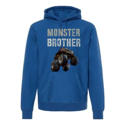 Vintage Monster Truck Brother Family Bro Bruh Mom Dad Team Cute Gift Premium Hoodie