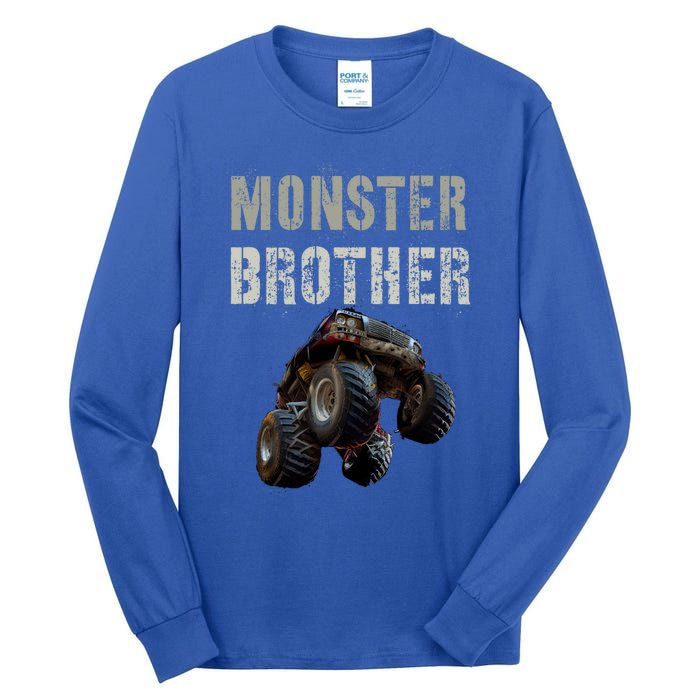 Vintage Monster Truck Brother Family Bro Bruh Mom Dad Team Cute Gift Tall Long Sleeve T-Shirt