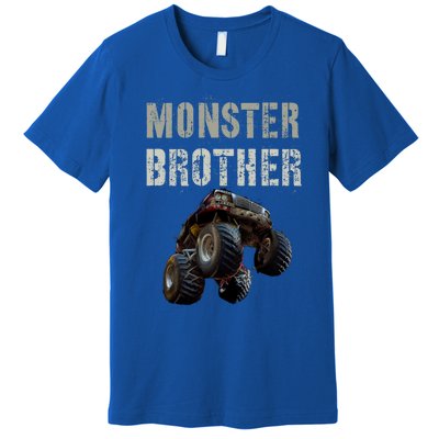 Vintage Monster Truck Brother Family Bro Bruh Mom Dad Team Cute Gift Premium T-Shirt