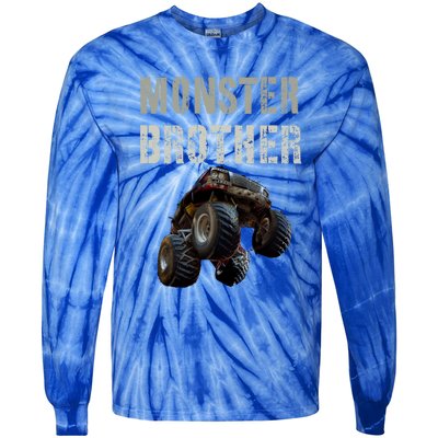 Vintage Monster Truck Brother Family Bro Bruh Mom Dad Team Cute Gift Tie-Dye Long Sleeve Shirt