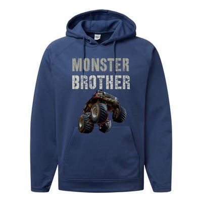 Vintage Monster Truck Brother Family Bro Bruh Mom Dad Team Cute Gift Performance Fleece Hoodie