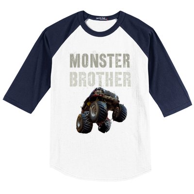 Vintage Monster Truck Brother Family Bro Bruh Mom Dad Team Cute Gift Baseball Sleeve Shirt