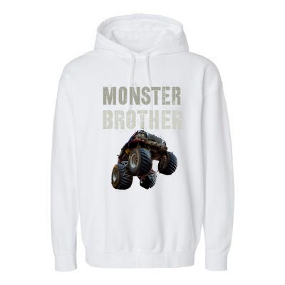 Vintage Monster Truck Brother Family Bro Bruh Mom Dad Team Cute Gift Garment-Dyed Fleece Hoodie