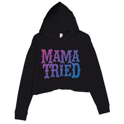 Vintage Mama Tried Country Outlaw Music Gift Crop Fleece Hoodie