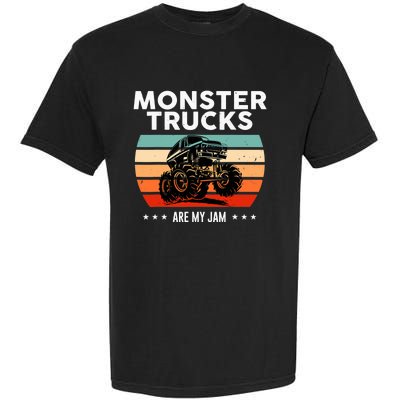 Vintage Monster Truck Are My Jam Retro Sunset Cool Engines Garment-Dyed Heavyweight T-Shirt