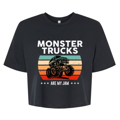 Vintage Monster Truck Are My Jam Retro Sunset Cool Engines Bella+Canvas Jersey Crop Tee