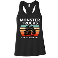 Vintage Monster Truck Are My Jam Retro Sunset Cool Engines Women's Racerback Tank