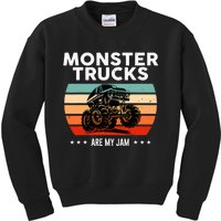 Vintage Monster Truck Are My Jam Retro Sunset Cool Engines Kids Sweatshirt