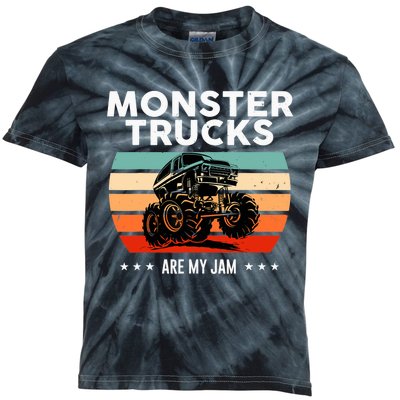 Vintage Monster Truck Are My Jam Retro Sunset Cool Engines Kids Tie-Dye T-Shirt