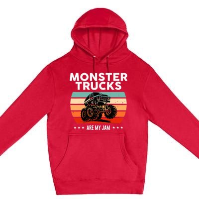 Vintage Monster Truck Are My Jam Retro Sunset Cool Engines Premium Pullover Hoodie