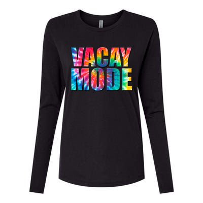 Vacay Mode Tie Dye Colorful Vacation Womens Cotton Relaxed Long Sleeve T-Shirt