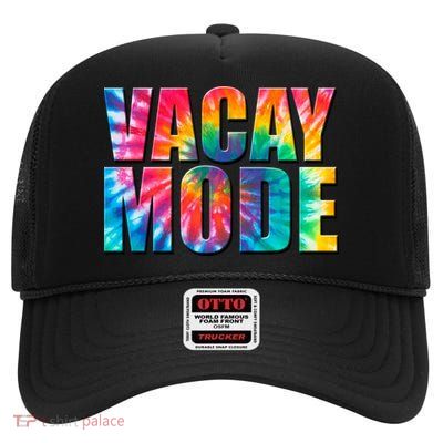Vacay Mode Tie Dye Colorful Vacation High Crown Mesh Back Trucker Hat