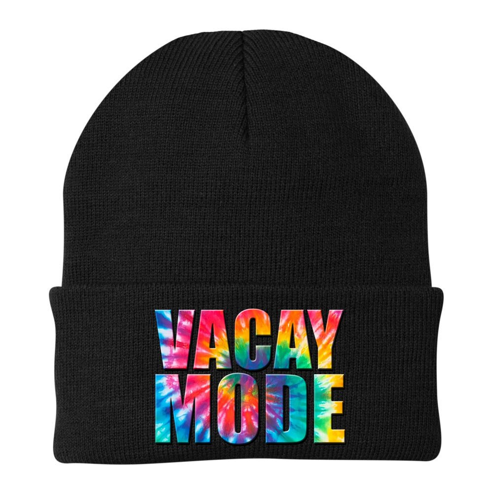 Vacay Mode Tie Dye Colorful Vacation Beanie