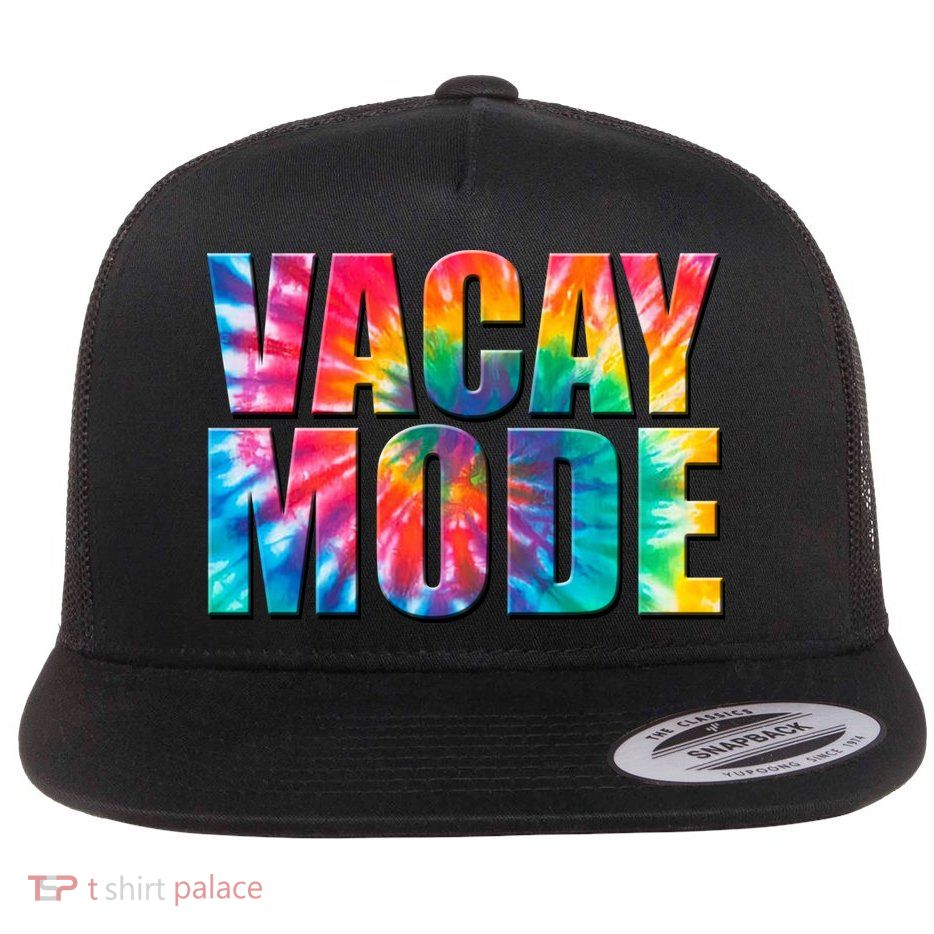 Vacay Mode Tie Dye Colorful Vacation Flatbill Hat