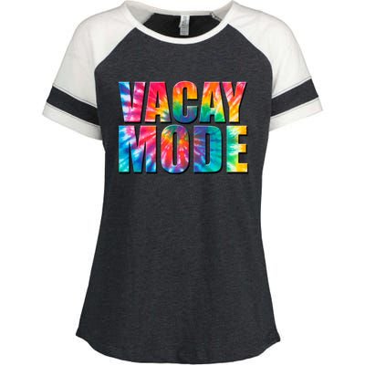 Vacay Mode Tie Dye Colorful Vacation Enza Ladies Jersey Colorblock Tee