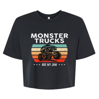 Vintage Monster Truck Are My Jam Retro Sunset Cool Engines Bella+Canvas Jersey Crop Tee