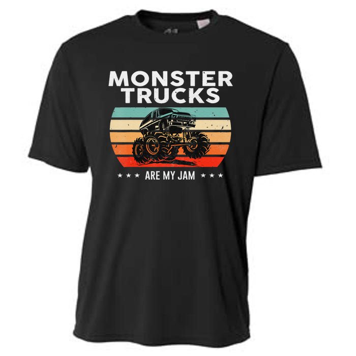 Vintage Monster Truck Are My Jam Retro Sunset Cool Engines Cooling Performance Crew T-Shirt