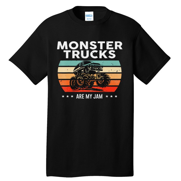 Vintage Monster Truck Are My Jam Retro Sunset Cool Engines Tall T-Shirt