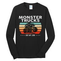 Vintage Monster Truck Are My Jam Retro Sunset Cool Engines Tall Long Sleeve T-Shirt